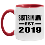 Sister In Law Established EST. 2019 - 11oz Accent Mug Red