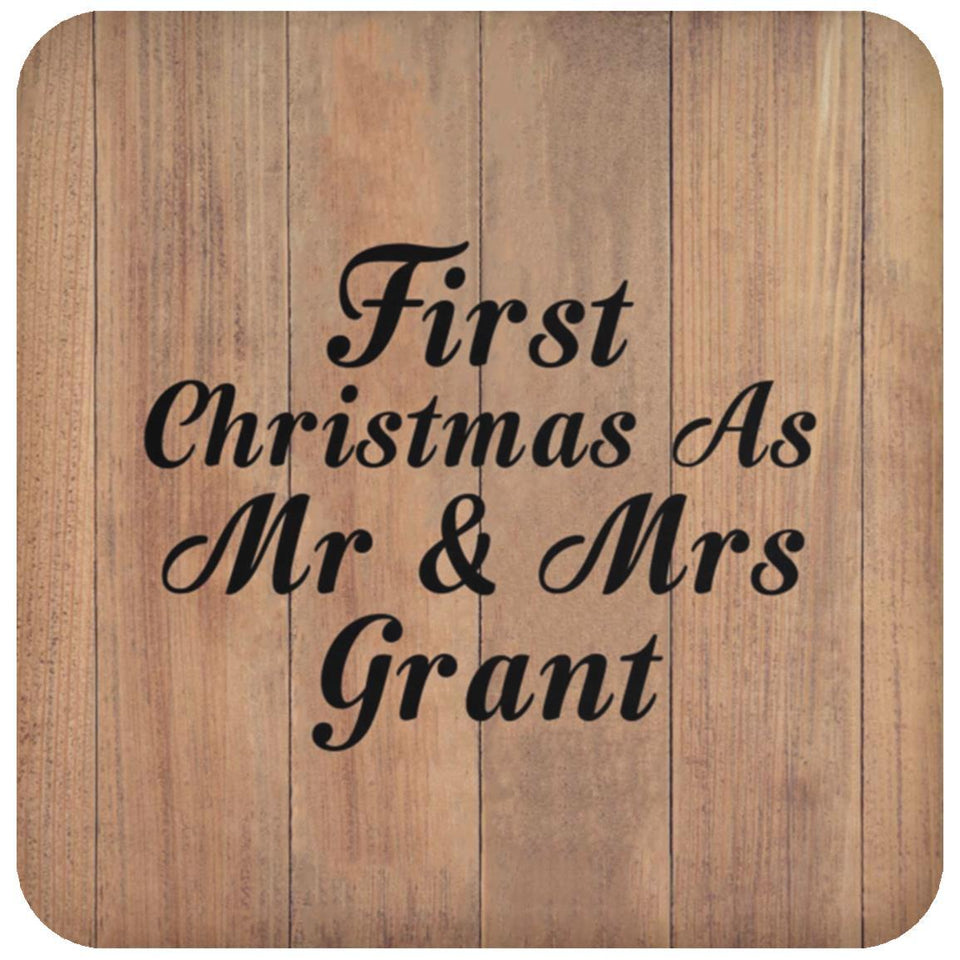 First Christmas As Mr & Mrs Grant - Drink Coaster C