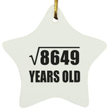 93rd Birthday Square Root of 8649 Years Old - Star Ornament