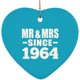 60th Anniversary Mr & Mrs Since 1964 - Heart Ornament