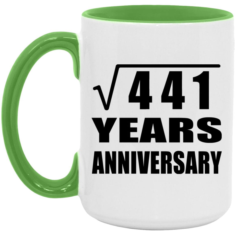 21st Anniversary Square Root of 441 Years Anniversary - 15oz Accent Mug Green