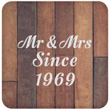 55th Anniversary Mr & Mrs Since 1969 - Drink Coaster E