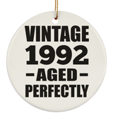 32nd Birthday Vintage 1992 Aged Perfectly - Circle Ornament
