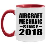 Aircraft Mechanic Since 2018 - 11oz Accent Mug Red