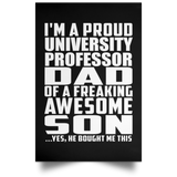 Proud University Professor Dad Of Awesome Son - Poster Portrait