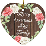 Merry Christmas Ray Family - Heart Ornament A