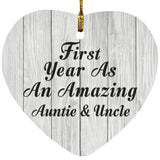 First Year As An Amazing Auntie & Uncle - Heart Ornament F