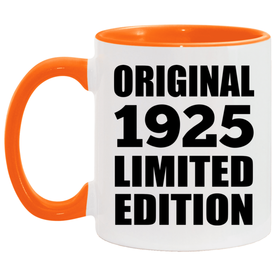99th Birthday Original 1925 Limited Edition - 11oz Accent Mug Orange