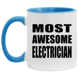 Most Awesome Electrician - 11oz Accent Mug Blue
