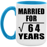8th Anniversary Married For Square Root of 64 Years - 15oz Accent Mug Blue