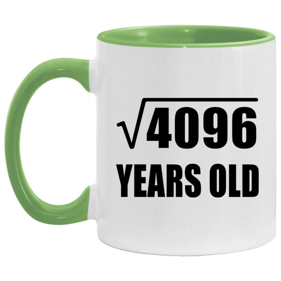 64th Birthday Square Root of 4096 Years Old - 11oz Accent Mug Green