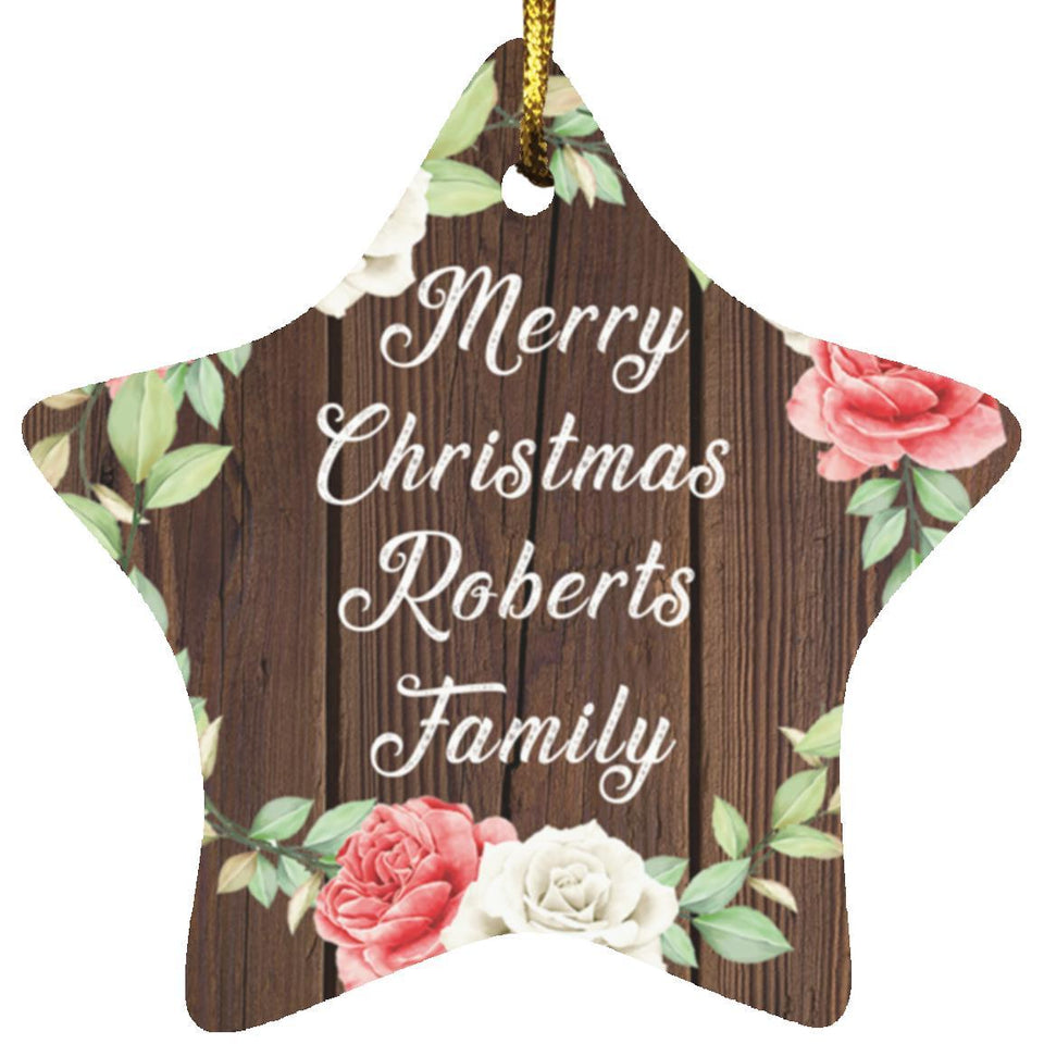Merry Christmas Roberts Family - Star Ornament A