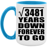 59th Anniversary Square Root of 3481 Years Down Forever To Go - 15oz Accent Mug Blue