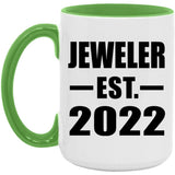 Jeweler Established EST. 2022 - 15oz Accent Mug Green