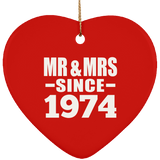 50th Anniversary Mr & Mrs Since 1974 - Heart Ornament