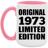 51st Birthday Original 1973 Limited Edition - 15oz Accent Mug Pink