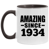 90th Birthday Amazing Since 1934 - 11oz Accent Mug Black