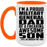 Proud Military General Dad Of Awesome Son - 15oz Accent Mug Orange