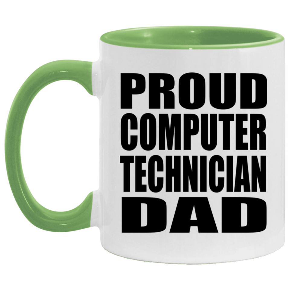 Proud Computer Technician Dad - 11oz Accent Mug Green