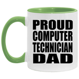 Proud Computer Technician Dad - 11oz Accent Mug Green