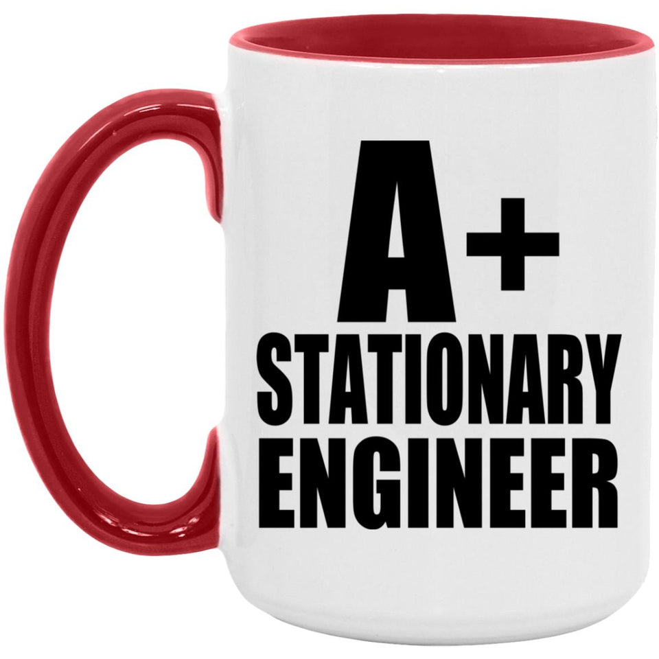A+ Stationary Engineer - 15oz Accent Mug Red