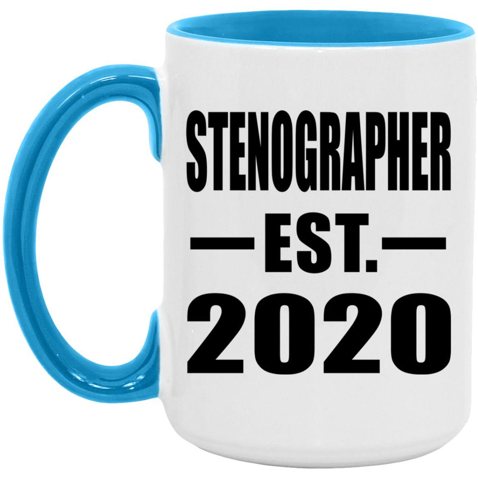 Stenographer Established EST. 2020 - 15oz Accent Mug Blue