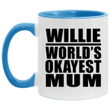Willie World's Okayest Mum - 11oz Accent Mug Blue