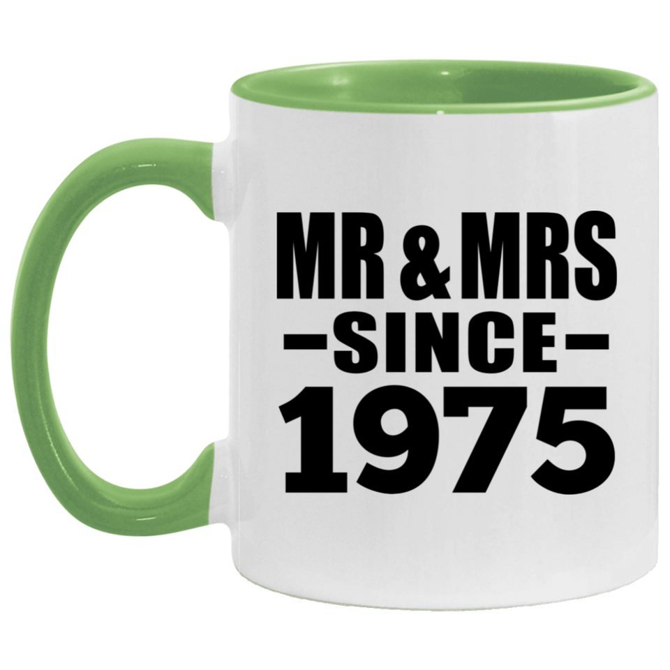 49th Anniversary Mr & Mrs Since 1975 - 11oz Accent Mug Green