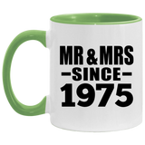 49th Anniversary Mr & Mrs Since 1975 - 11oz Accent Mug Green