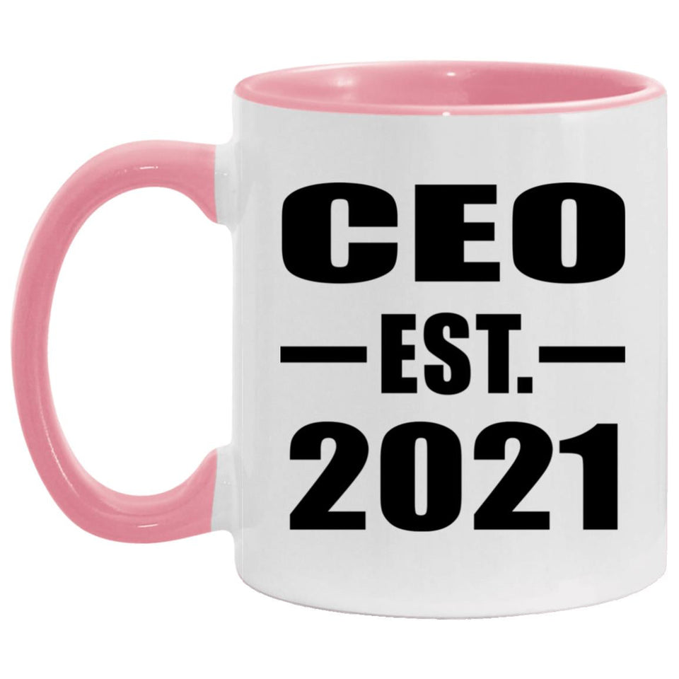 CEO Established EST. 2021 - 11oz Accent Mug Pink
