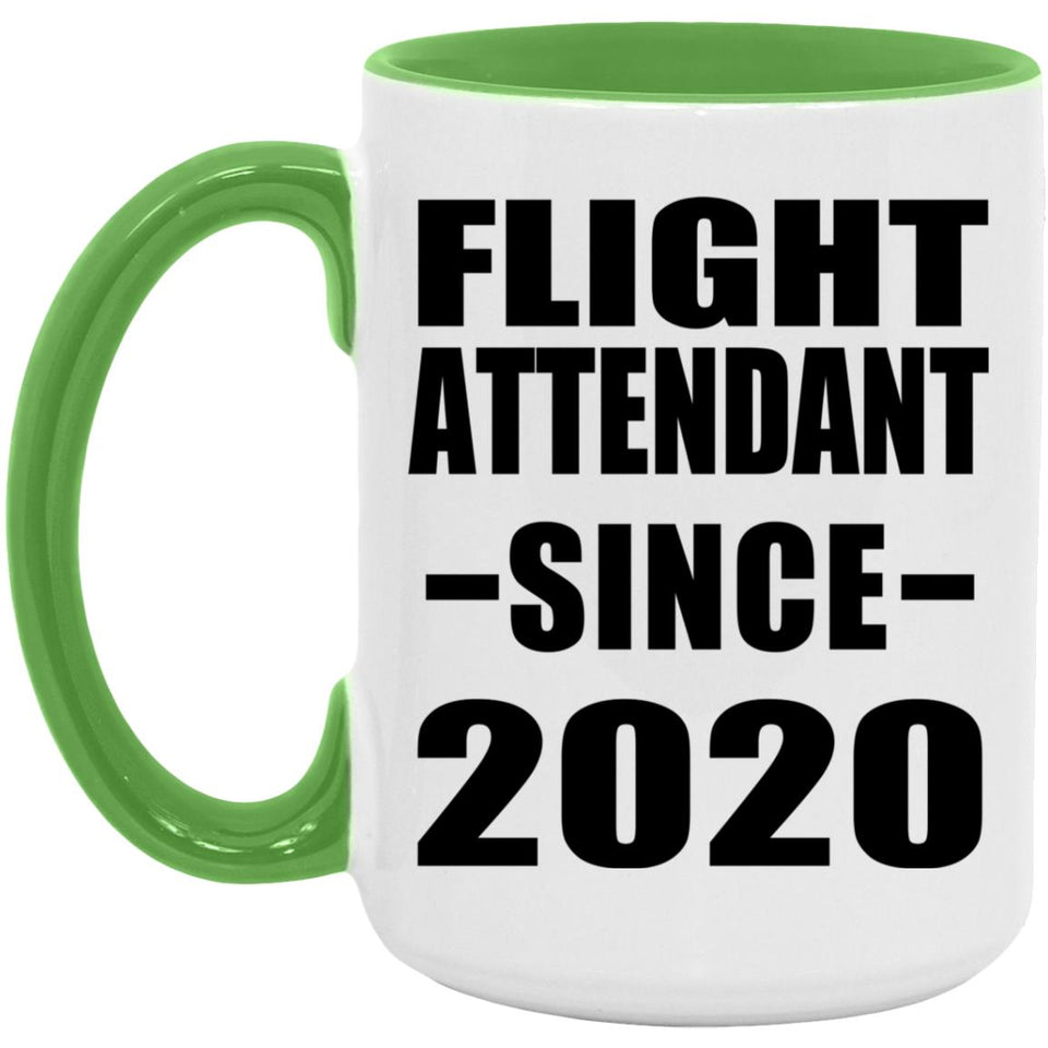 Flight Attendant Since 2020 - 15oz Accent Mug Green