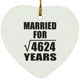 68th Anniversary Married For Square Root of 4624 Years - Heart Ornament