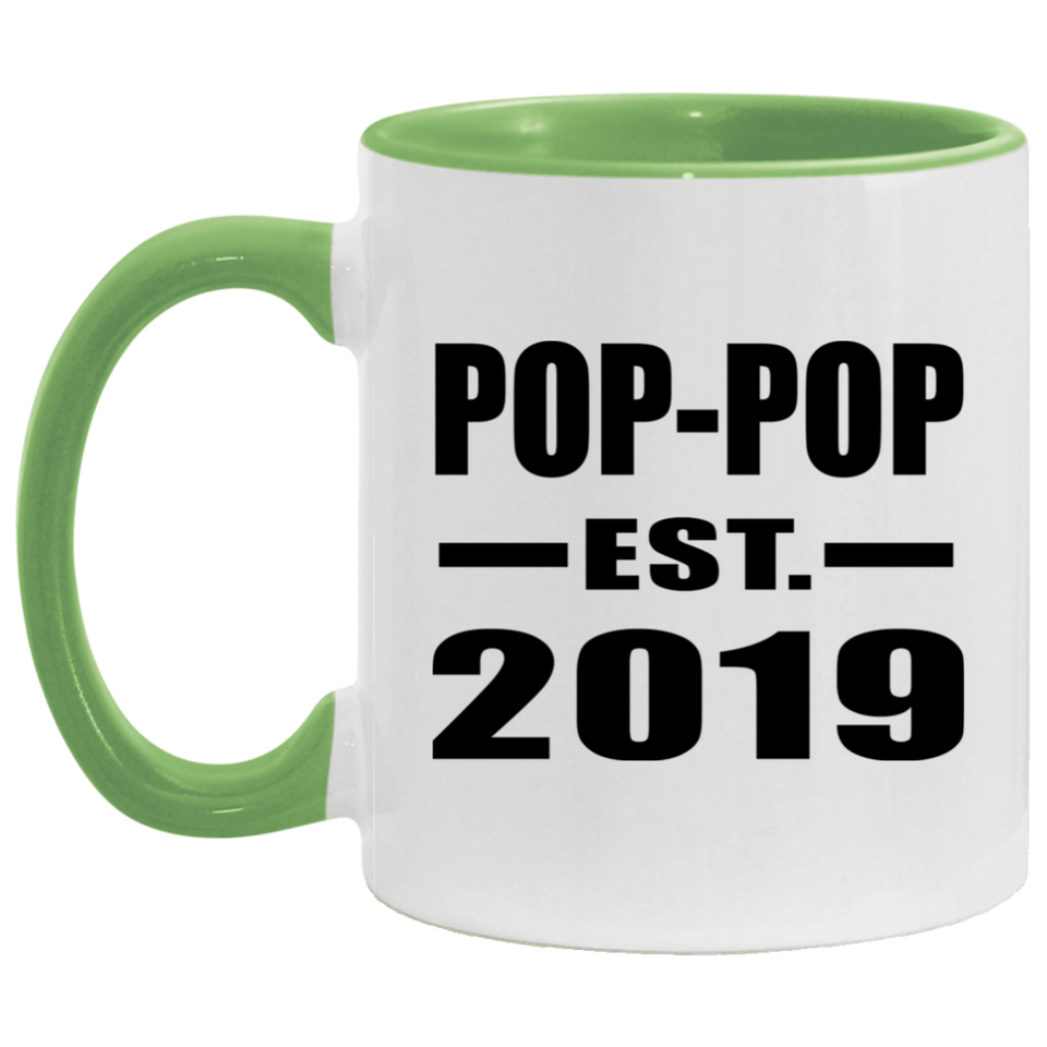 Pop-Pop Established EST. 2019 - 11oz Accent Mug Green