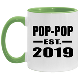 Pop-Pop Established EST. 2019 - 11oz Accent Mug Green