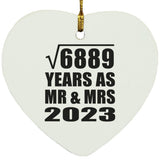 83rd Anniversary Square Root of 6889 Years As Mr & Mrs 2023 - Heart Ornament