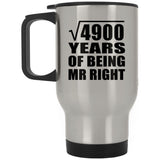 70th Anniversary Square Root of 4900 Years of Being Mr Right - Silver Travel Mug