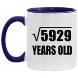 77th Birthday Square Root of 5929 Years Old - 11oz Accent Mug Purple