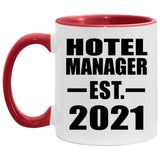 Hotel Manager Established EST. 2021 - 11oz Accent Mug Red