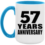 57th Anniversary 57 Years - 15oz Accent Mug Blue