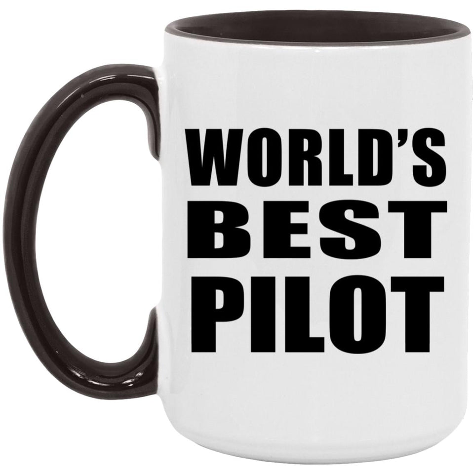 World's Best Pilot - 15oz Accent Mug Black