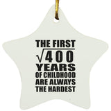 20th Birthday Square Root of 400 Years of Childhood - Star Ornament