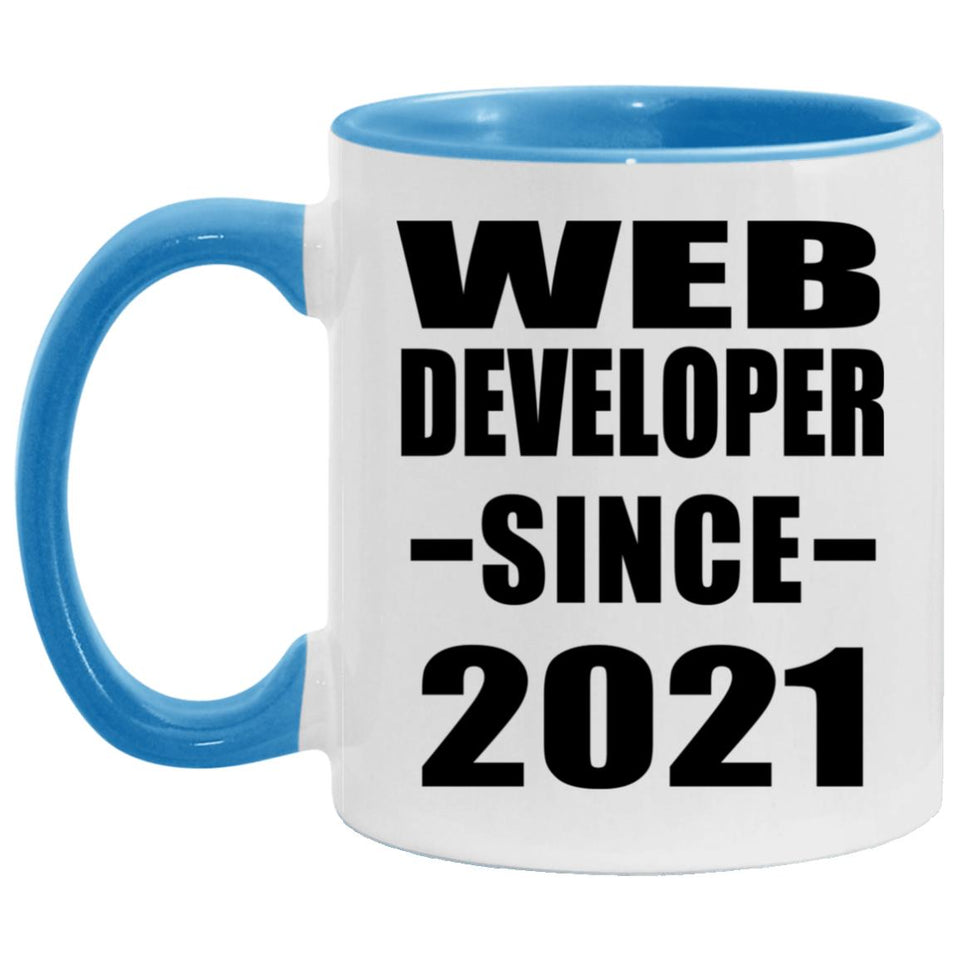 Web Developer Since 2021 - 11oz Accent Mug Blue