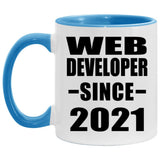Web Developer Since 2021 - 11oz Accent Mug Blue