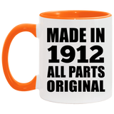 112th Birthday Made in 1912 All Parts Original - 11oz Accent Mug Orange