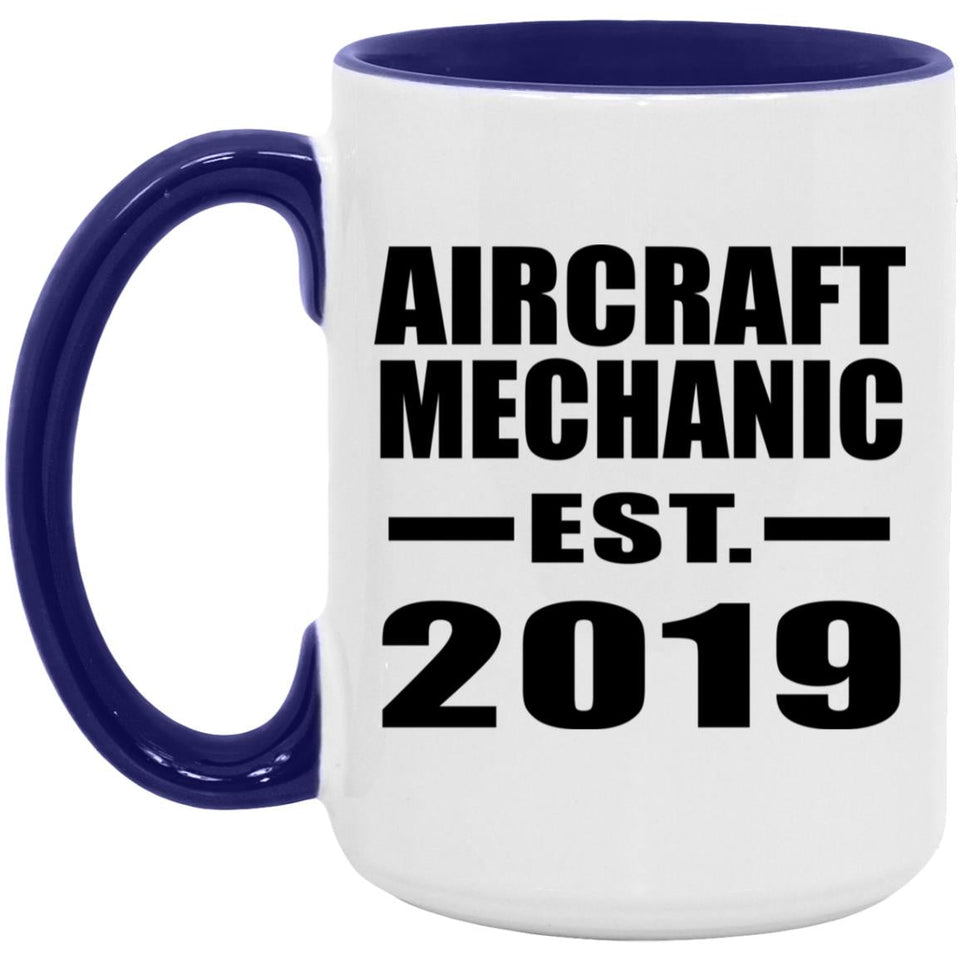 Aircraft Mechanic Established EST. 2019 - 15oz Accent Mug Purple
