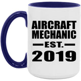 Aircraft Mechanic Established EST. 2019 - 15oz Accent Mug Purple