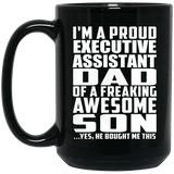 Proud Executive Assistant Dad Of Awesome Son - 15 Oz Coffee Mug Black