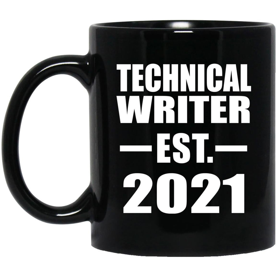 Technical Writer Established EST. 2021 - 11oz Coffee Mug Black