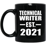Technical Writer Established EST. 2021 - 11oz Coffee Mug Black
