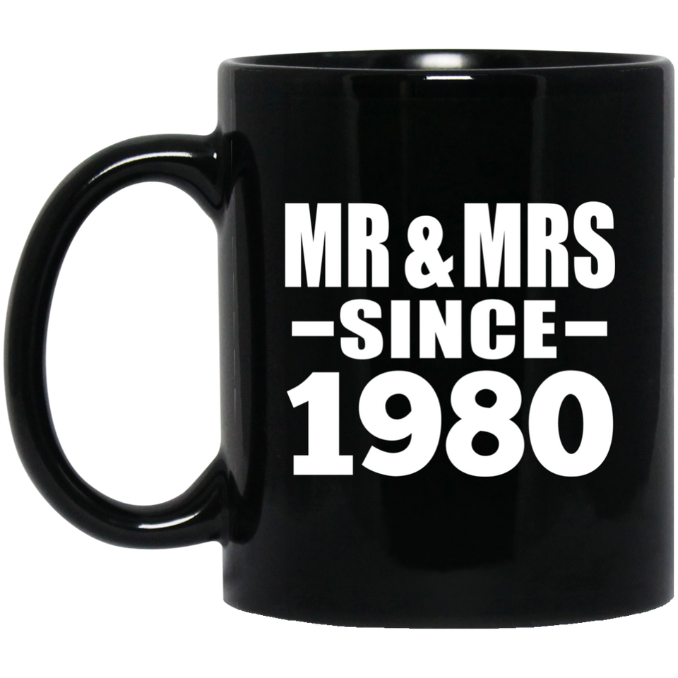 44th Anniversary Mr & Mrs Since 1980 - 11 Oz Coffee Mug Black
